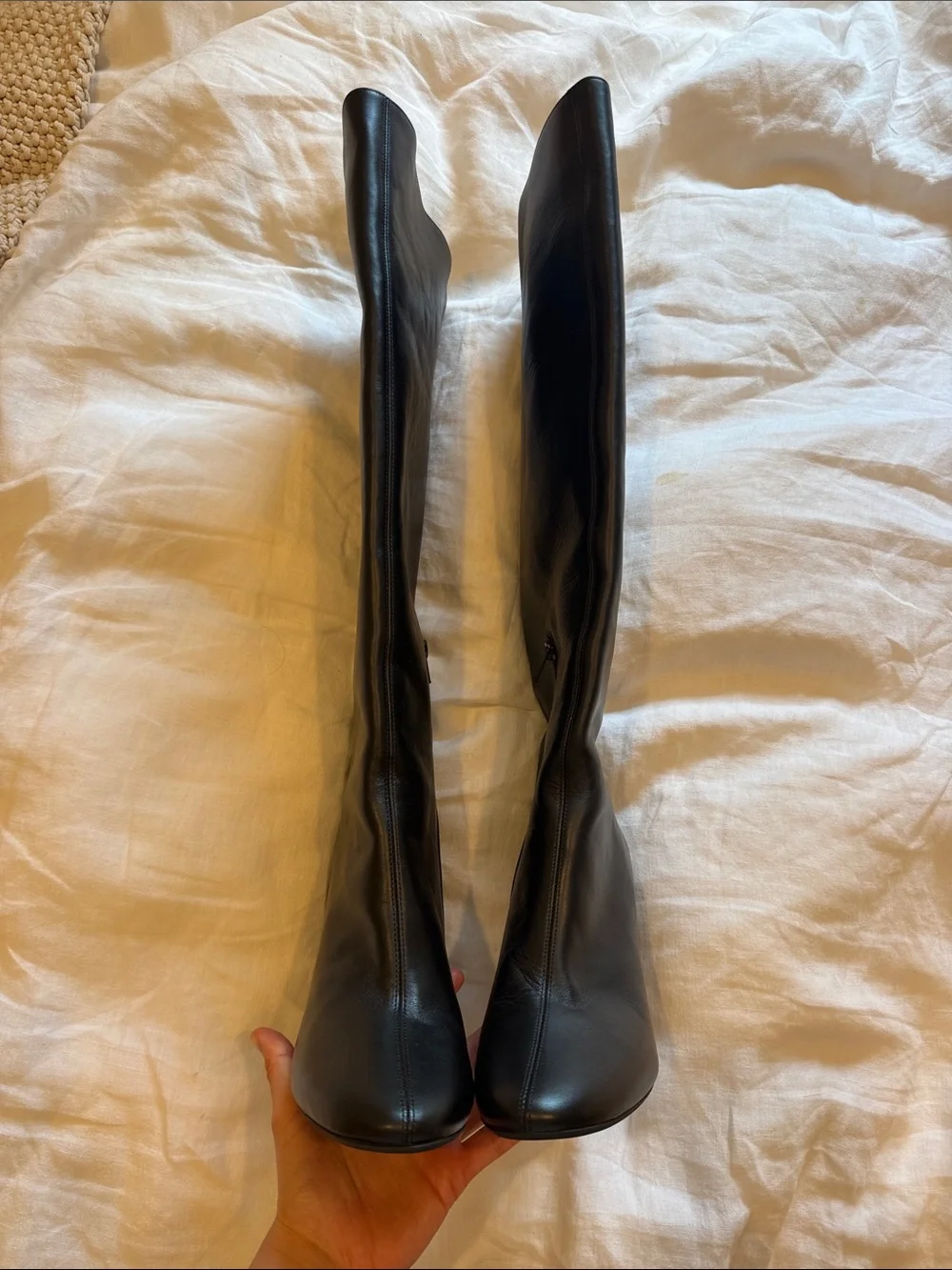 Sezane Black Over-the-Knee Block Heel Boots